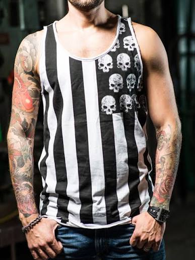 CUTS & STITCHES - Stripes & Skulls Linne