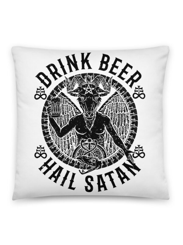 ZERO498 Drink Beer, Hail Satan Prydnadskudde