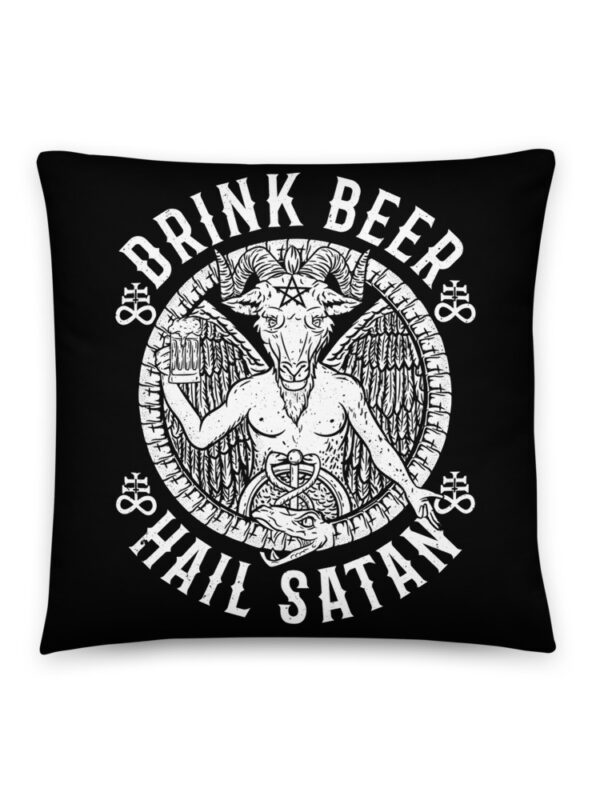 ZERO498 Drink Beer, Hail Satan Prydnadskudde
