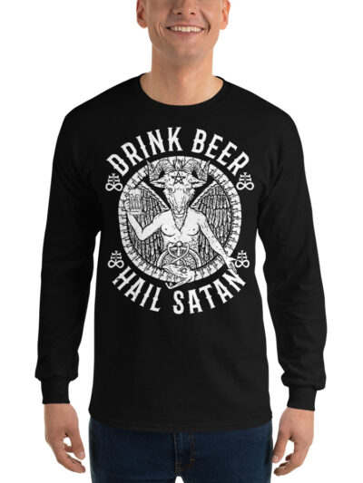 ZERO498 Drink Beer, Hail Satan Långärmad T-shirt