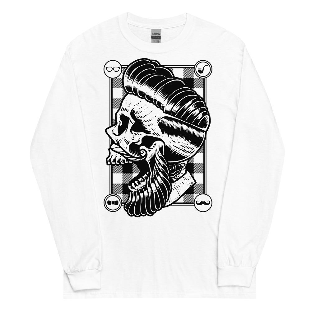 ZERO498 Hipster Skull Långärmad T-shirt