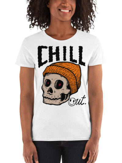 ZERO498 Chill Out Skull Fitted T-shirt Tjej