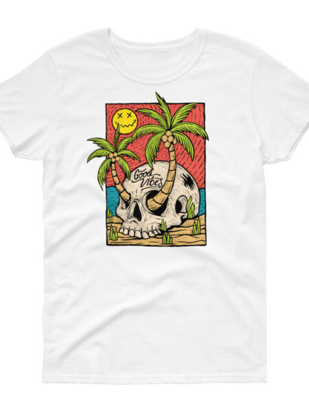 ZERO498 Good Vibes Skull Fitted T-shirt Tjej