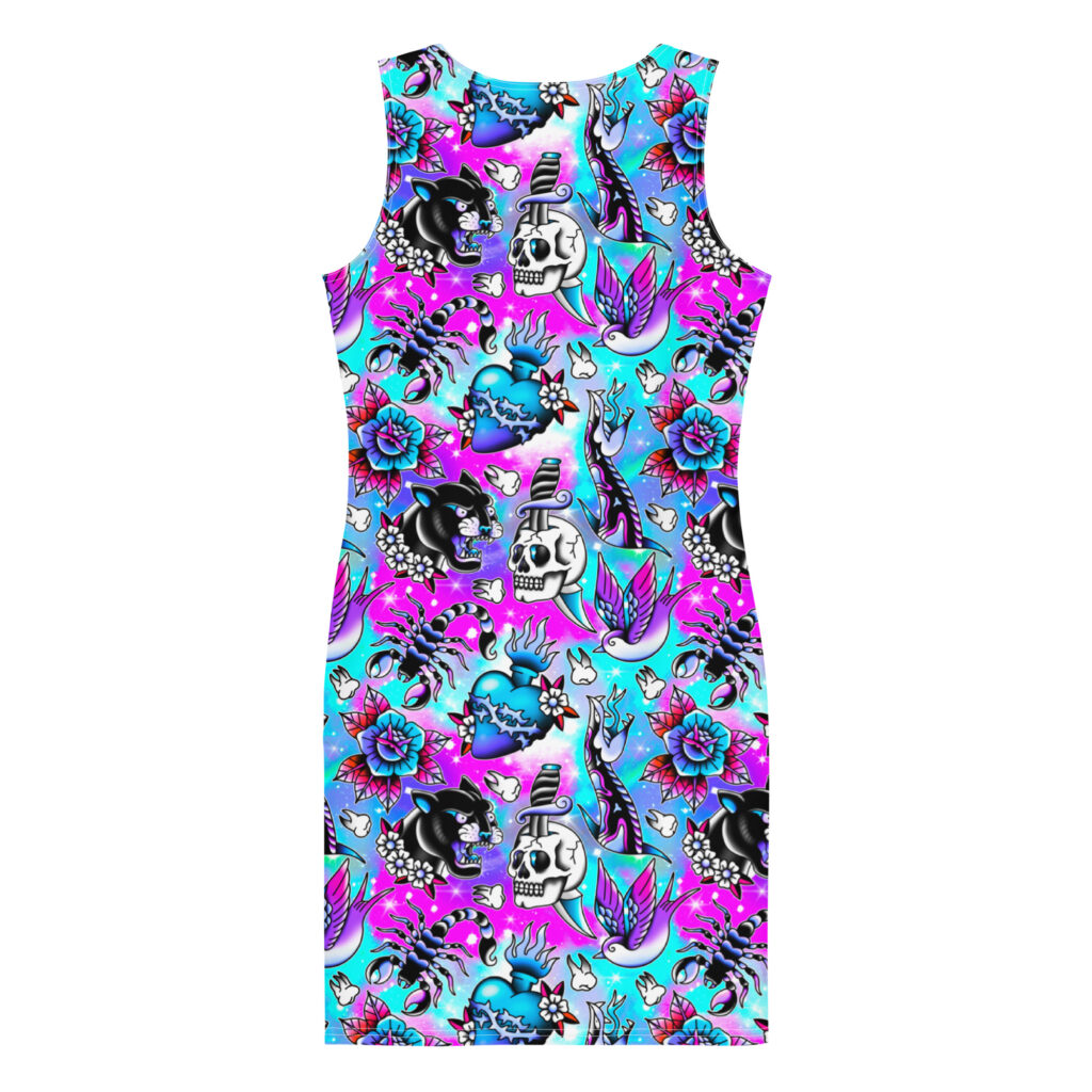 Tattoo Flash Pastel Bodycon Klänning - Bild 5
