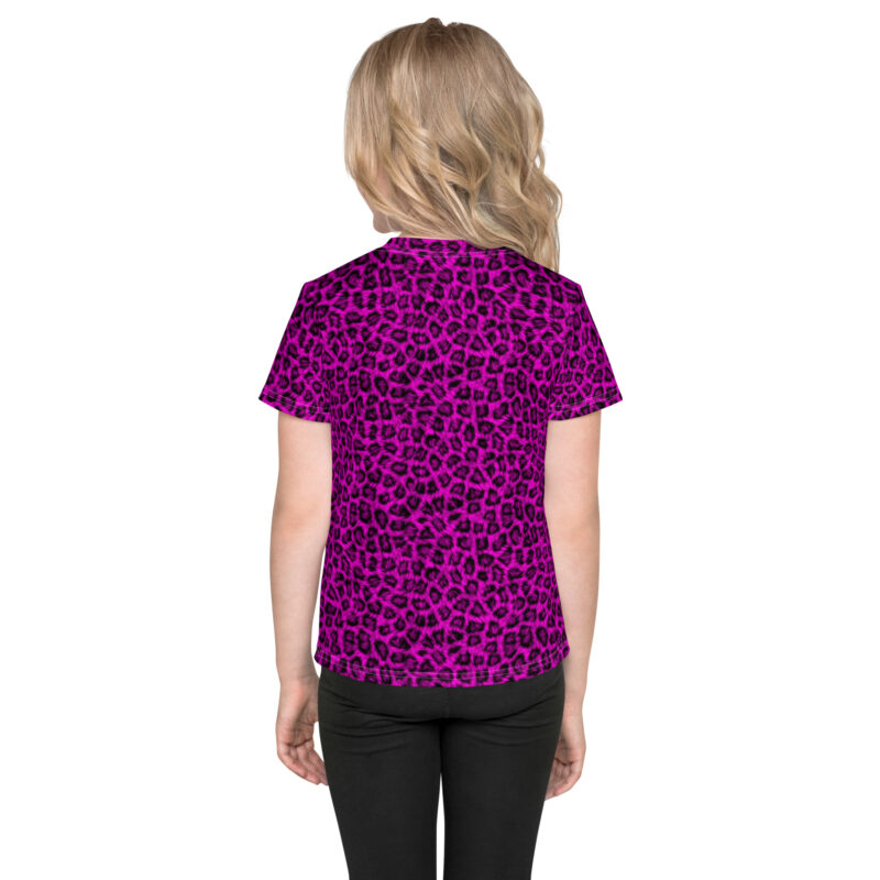 Rebel Dark Pink Leopard Barn T-shirt - Bild 4