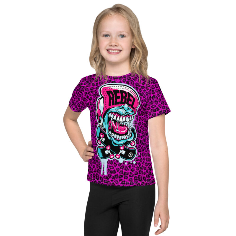 Rebel Dark Pink Leopard Barn T-shirt - Bild 3