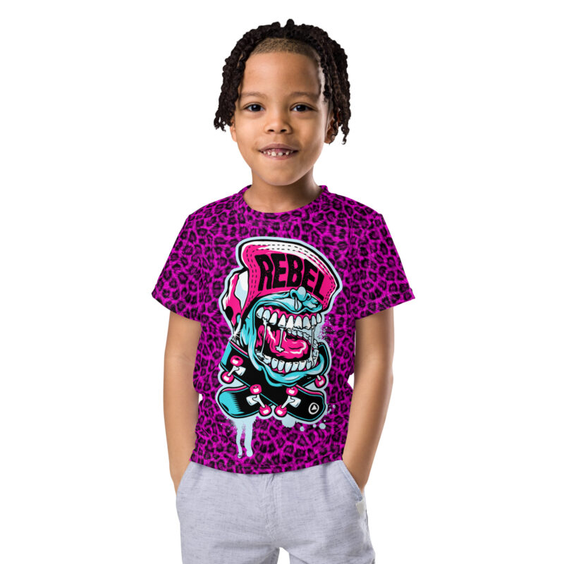 Rebel Dark Pink Leopard Barn T-shirt - Bild 2