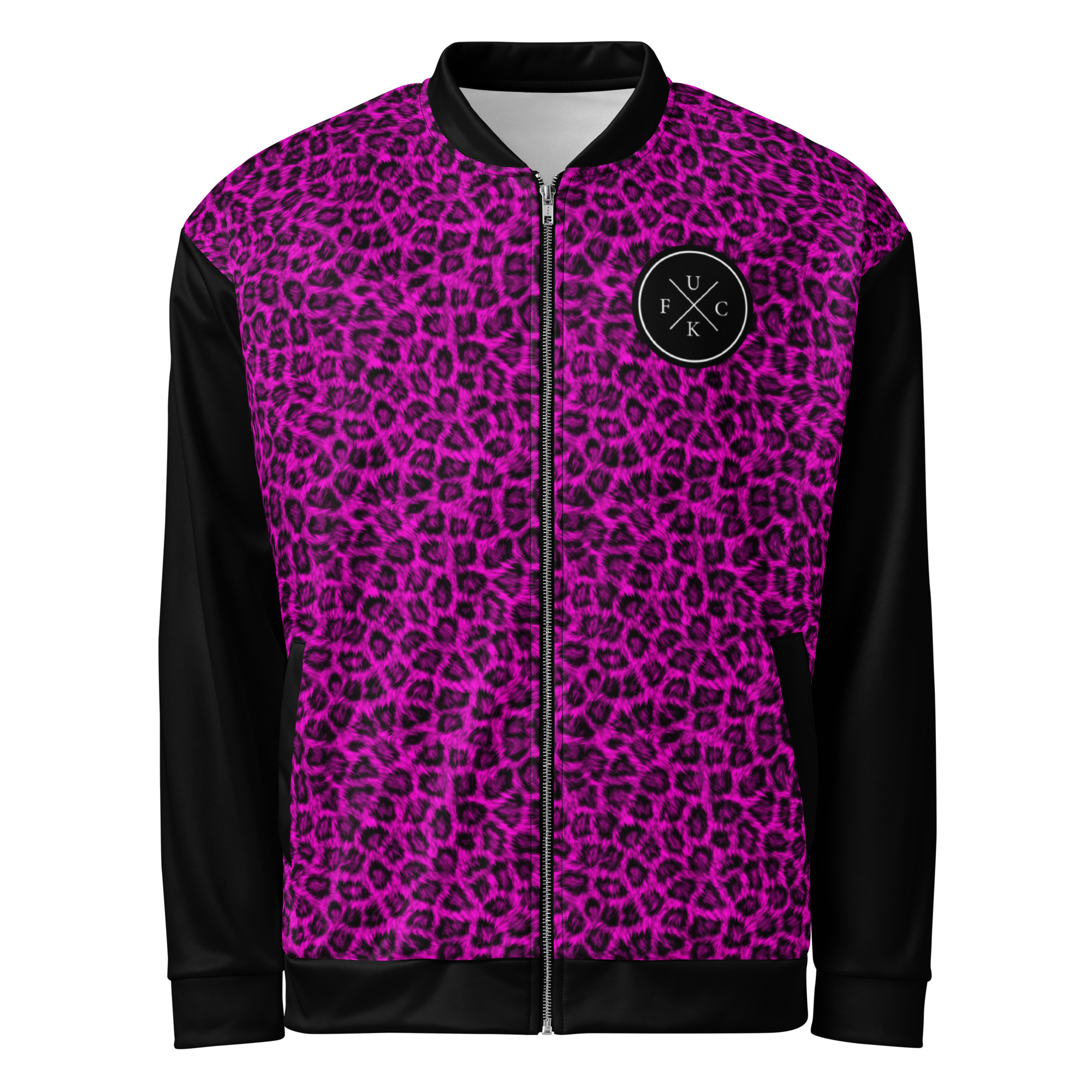 FCK Logo Dark Pink Leopard Bomberjacka