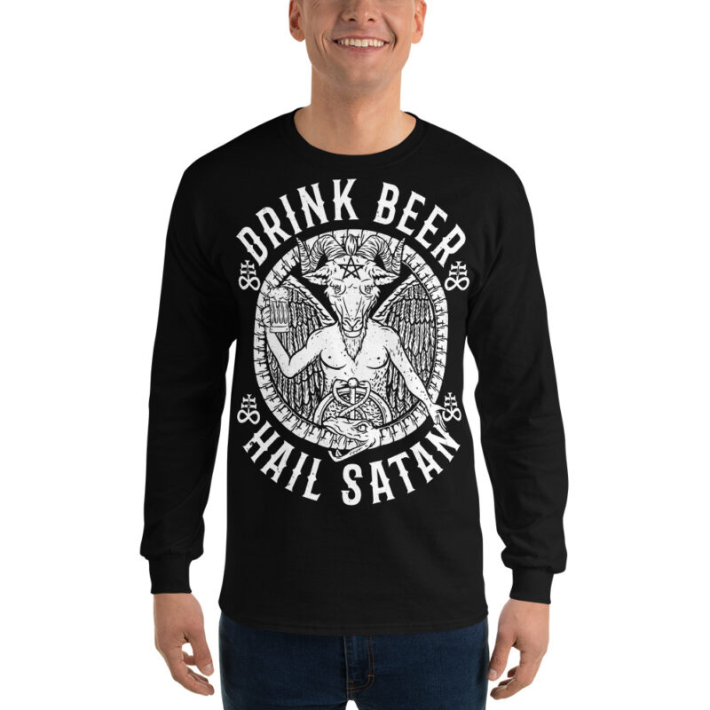Drink Beer, Hail Satan Långärmad T-shirt - Bild 2
