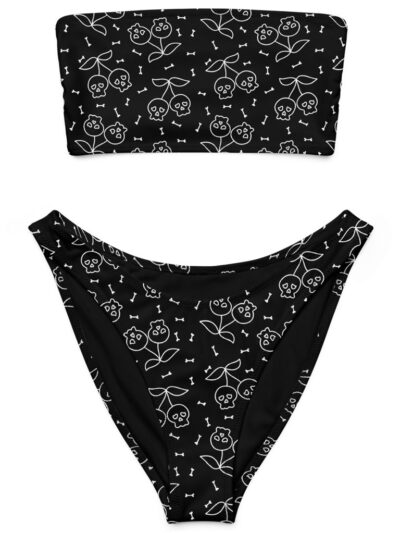 Skull Cherries Bandeau Bikini