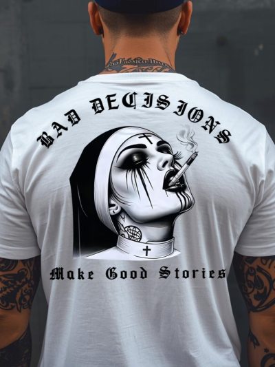 Bad Decisions T-shirt Vit [Ryggtryck]