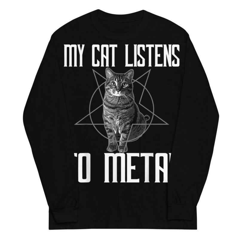 My Cat Listens To Metal Långärmad T-shirt
