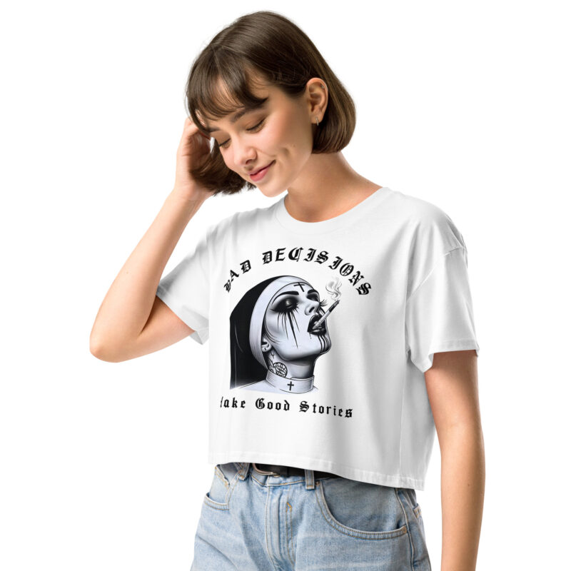 Bad Decisions Crop Top Vit - Bild 3