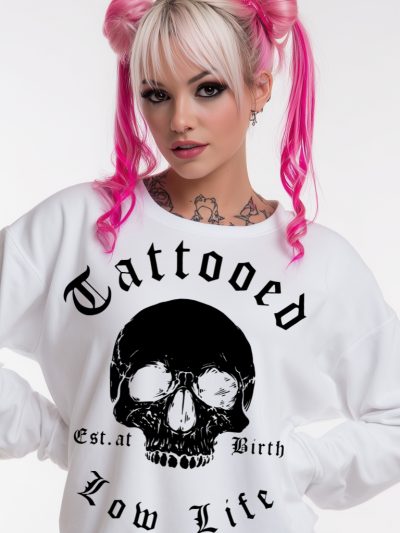 Tattooed Low Life Sweatshirt Vit