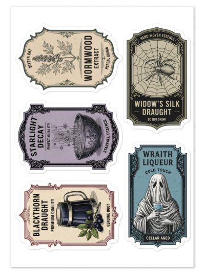 Vintage Gothic Labels Sticker Pack 10