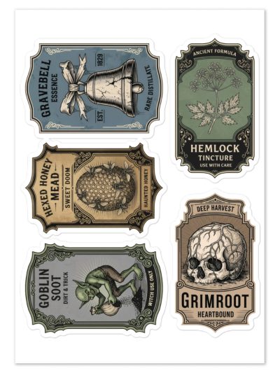 Vintage Gothic Labels Sticker Pack 4