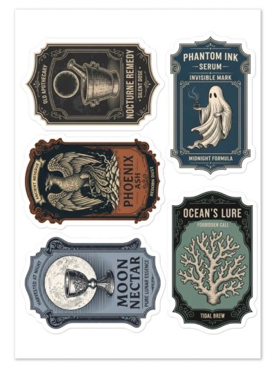 Vintage Gothic Labels Sticker Pack 6