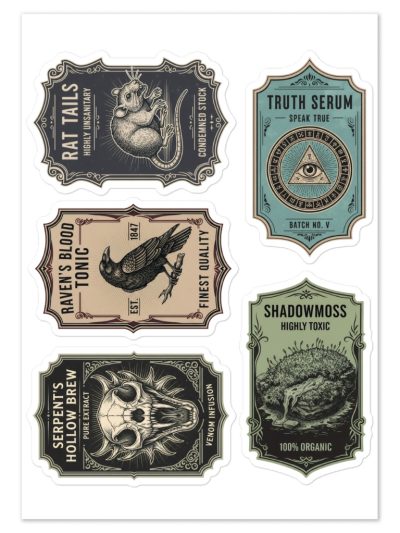 Vintage Gothic Labels Sticker Pack 7
