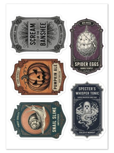 Vintage Gothic Labels Sticker Pack 8