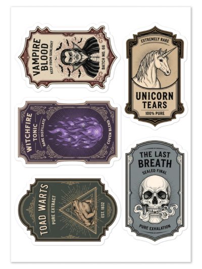 Vintage Gothic Labels Sticker Pack 9