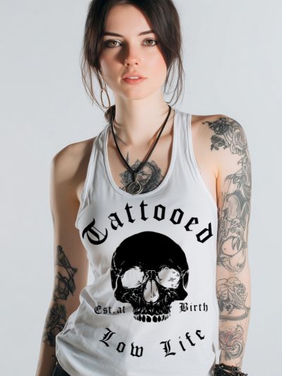Tattooed Low Life Racerback Linne Vit