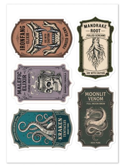 Vintage Gothic Labels Sticker Pack 5