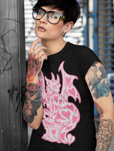 Pink Gargoyle Cat Women's T-shirt